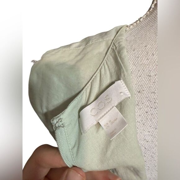 COS Sage Green Gathered Voluminous Bubble Hem Sleeveless Oversized Dress EU 32 - Picture 5 of 6